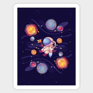 Astronaut in space cartoon Sticker